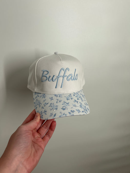 Blue Floral Buffalo Hat