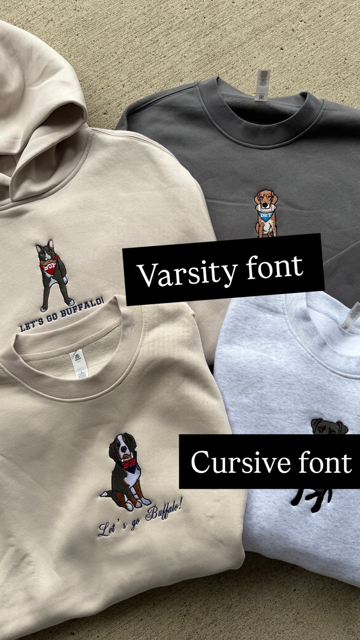Sports Pet Customs- CREWS & HOODIES- available before CHRISTMAS!