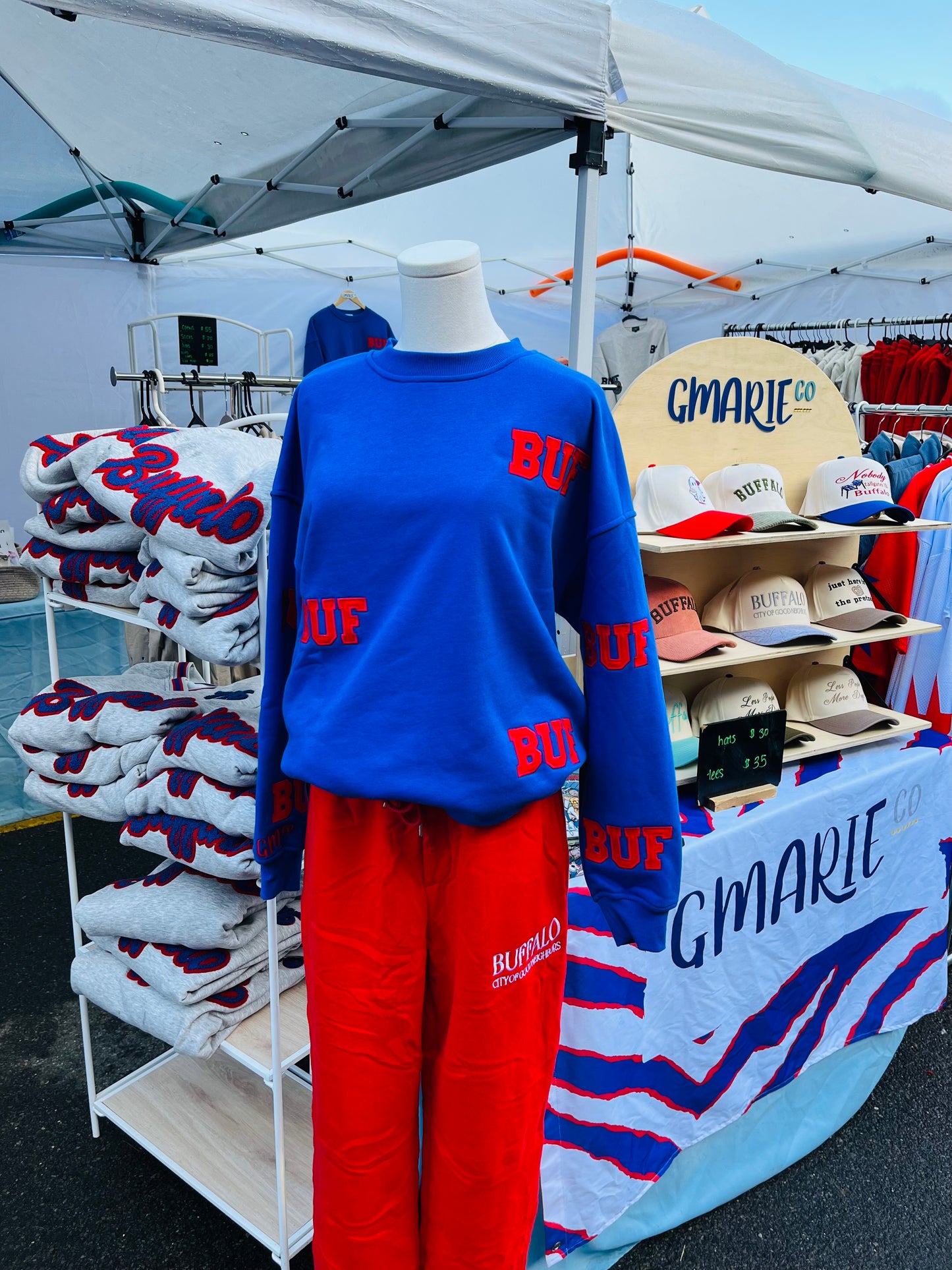 Royal Blue x Red BUF Embroidered Crew