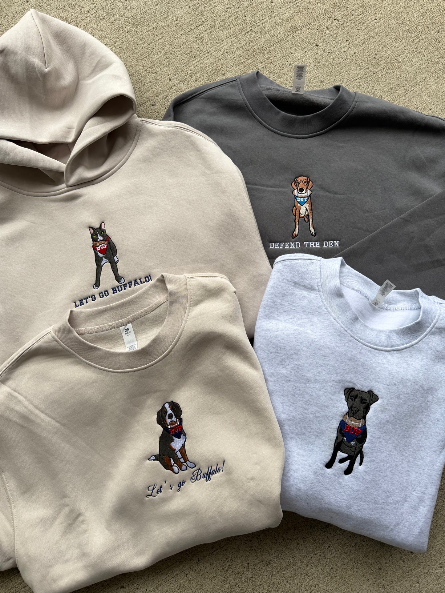 Sports Pet Customs- CREWS & HOODIES- available before CHRISTMAS!